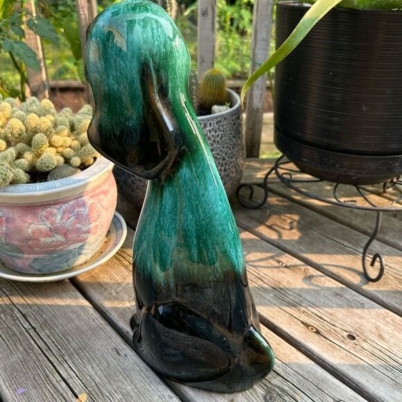 Vintage 70s Blue Mountain Pottery Green Glazed Hound Dog - Picture 9 of 16
